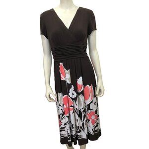 SANDRA DARREN V NECK PLEAST DRESS SZ 12‎